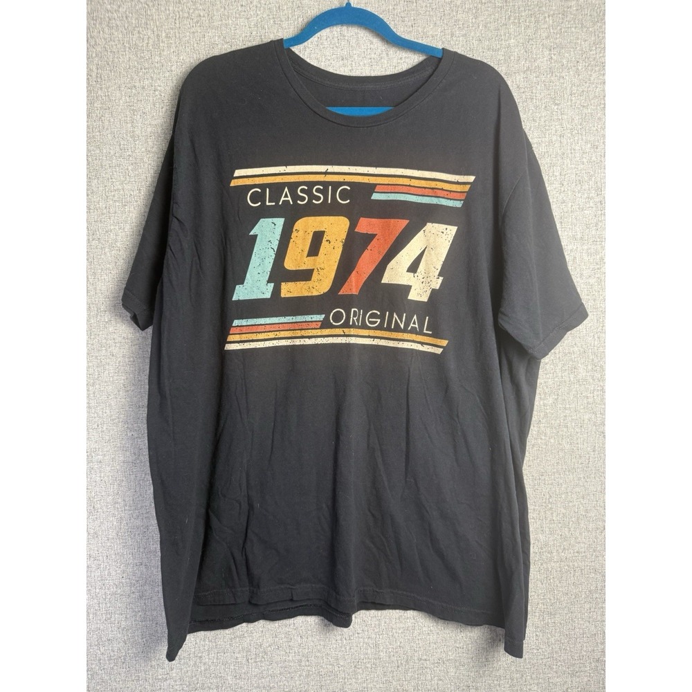 Classic 1974 Original‎ Vintage Birthday Edition Short Sleeve Black T-Shirt 3XL
